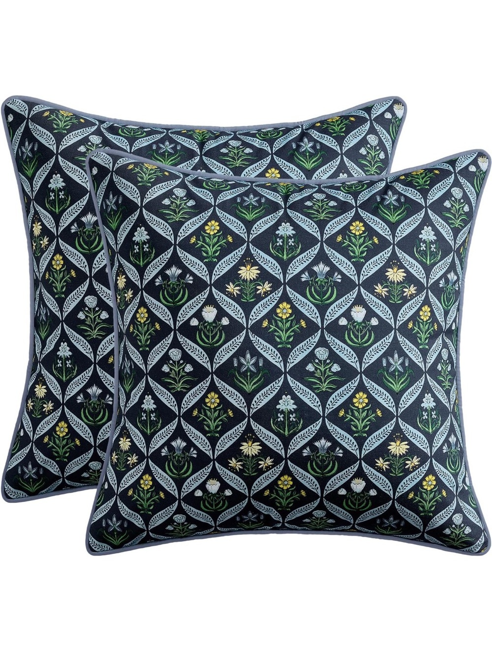 Floral Throw Pillow Covers 18x18 Set Of 2 Dark Blue Spring Decorative. 2318/bb8